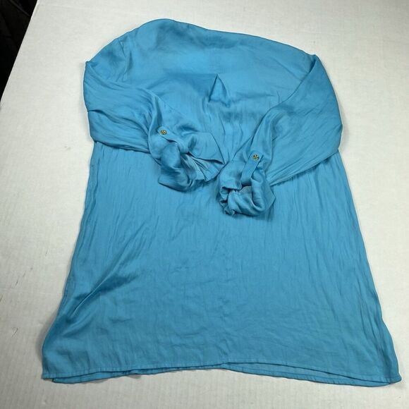 Lilly Pulitzer Womens Blue Long Sleeve Tunic Top Size Small Roll Tab Pullover - Picture 9 of 11